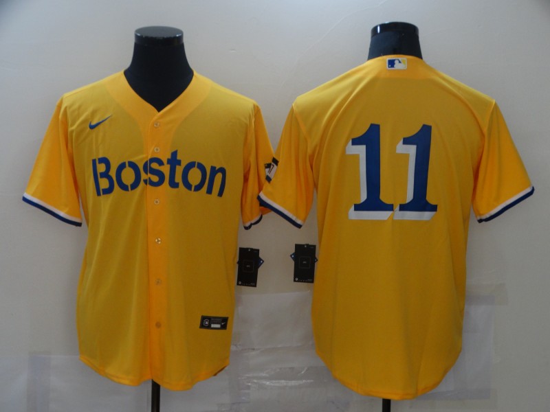 Men Boston Red Sox #11 No name Yellow Game 2021 Nike MLB Jerseys